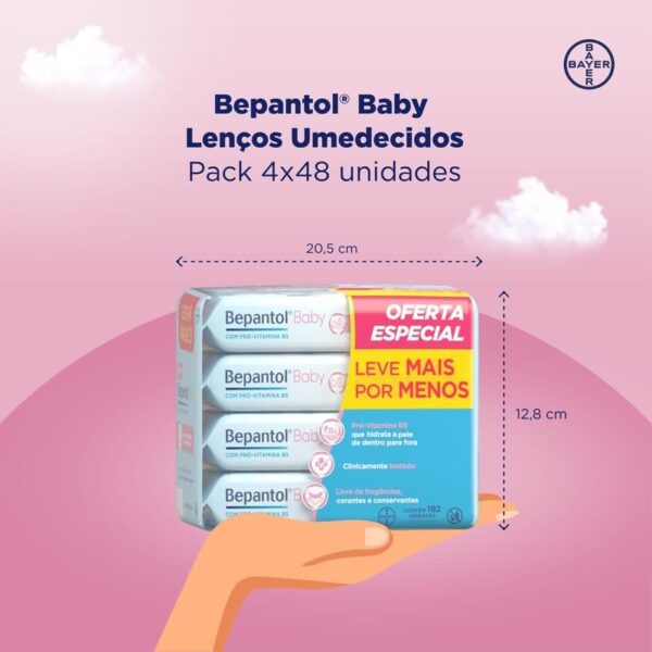Bepantol Baby Pacote de Lenço Umedecido, Toalha Umedecida, Lenço Umedecido Recém Nascido, Leve 4 pague 3, Branco - Imagem 4