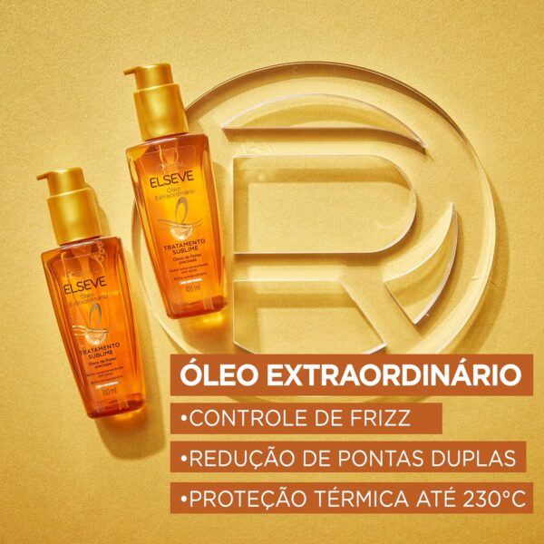 ELSÉVE Óleo Capilar L'Oréal Paris Elseve Óleo Extraordinário 100Ml - Leave In Anti Frizz Protetor Térmico Tratamento Reconstrutor Para Todos Os Tipos De Cabelo Marca: ELSÉVE - Imagem 3