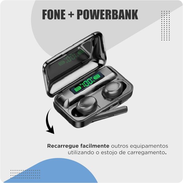 Fone de ouvido bluetooth 5.3 F9-5 - Função power bank e mostrador digital - Imagem 4