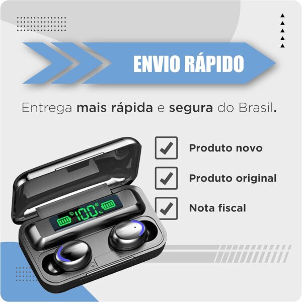 Fone de ouvido bluetooth 5.3 F9-5 - Função power bank e mostrador digital - Imagem 7