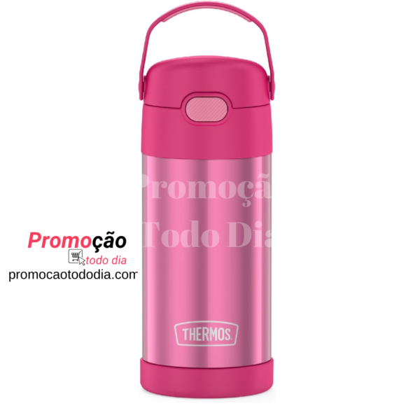 Thermos Garrafa infantil Carros Funtainer, aço inoxidável, 354 ml, rosa